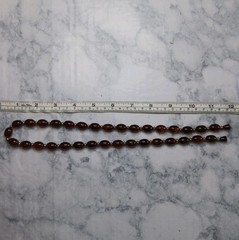 Vtg Mid-Century Faux Amber Lucite Necklace Statement Rootbeer Barrel 24″ 30g