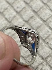 1920s Art Deco Old European Cut Diamond 14k White Gold Ring Antique Engagement
