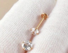 18g tiny dainty diamond 2/3/4mm internally threaded Labret Cartilage Studs