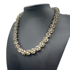 Vintage Rhinestone Necklace Disco Ball Style 16″ 1950s 1960s Mid Century