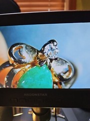 Vintage 14K Yellow Gold Jade & Diamond Ring Signed FJG35 14K Sz 6 2.37g