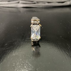 Vintage 18k GE Clear Emerald Cut CZ Ring Size 6.5 Gold Tone