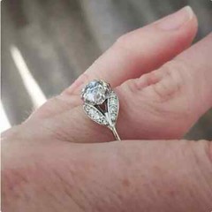 Art Deco Style Marquise Cut Lab Created Diamond 14K White Gold FN Wedding Ring