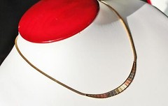 14k multi tone gold necklace Italian 16.0″ link chain vintage handmade 7.6gr