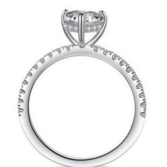 Moissanite Heart Engagement Ring Gemstone Hidden Halo CZ Sterling Silver 6 NWT