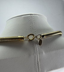Vintage Lanvin Paris Snake Chain Necklace w/ Carnelian & Gold Tone Beads
