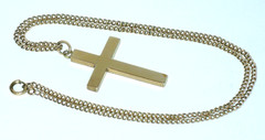 Mid Victorian English Cut & Applied 10K Rose & Green Gold Top Cross~HFB Co Chain