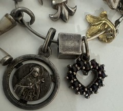 Adorable Estate 80’s Sterling Fairy Charm Holder +9 Charms Necklace
