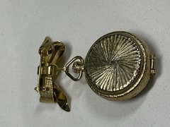 House of Fuller Solid Perfume Enameled Gold Locket Bow Brooch Unused