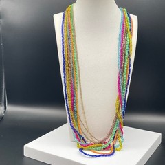 Vintage Multi-Strand Seed Bead Chain Charm Necklace Bohemian Hippie Jewelry