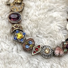 Vintage Slider Charm Bracelet Multicolor Jewels Fits 6.5″ Wrist 7″