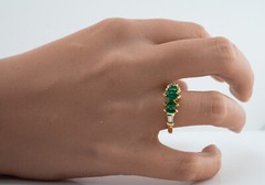 Natural Emerald Diamond Tapered Baguette Ring 14K Gold Band