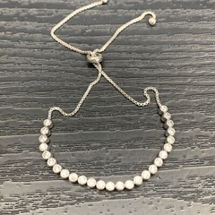 925 Sterling Silver Bracelet Cubic Zirconia Adjustable clasp any size Delicate