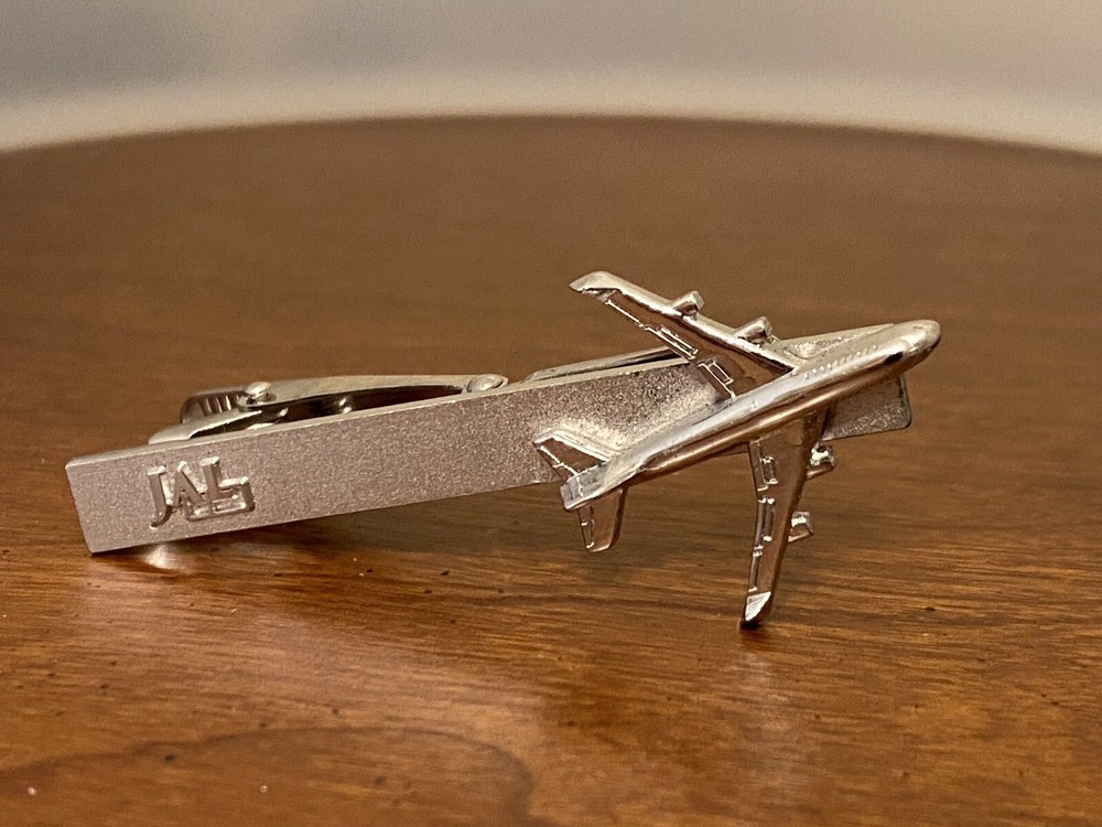 Vintage JAL Japan Airlines Tie Clasp Clip Bar Marked Silver