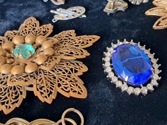 Antique Vintage Rhinestone Jewelry Mixed Lot Charms Brooches Sterling Ring AVON