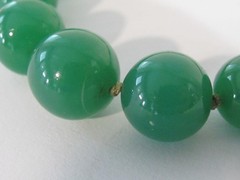 Vintage GRADUATED CHRYSOPRASE Hand Knotted BEAD 15″ Choker Collar Necklace C8