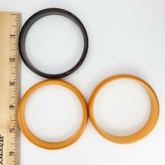 Set of 3 Two Butterscotch Yellow and One Brown Swirled Bakelite Bangle Bracelets