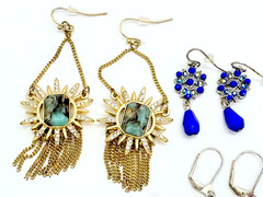 Lot 8 Pairs of Earrings Rhinestones Glass & Acrylic Vintage E-904