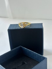 Vintage Clear Cubic Zirconia Ring Gold Plated Womens Size 7