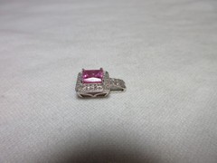 10K GOLD LAB CREATED PINK TOPAZ & NATURAL DIAMOND PENDANT CID CLYDE DUNEIER