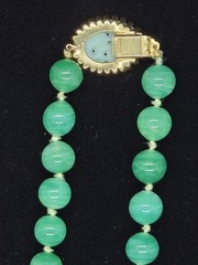 Vtg Signed Joseph Mazer Jomaz Faux Jade Swirled Green Glass Beaded Necklace
