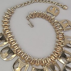 Vintage Waterfall Necklace Gold Tone Book Chain 15.5″