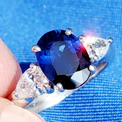 Original EARTH MINED SAPPHIRE DIAMOND Deco Engagement Ring PLATINUM Solitaire 5