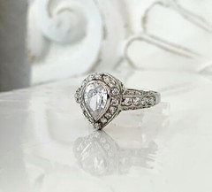 Sterling Silver 925 Wedding CZ Bridal Engagement Ring Designer Band Estate