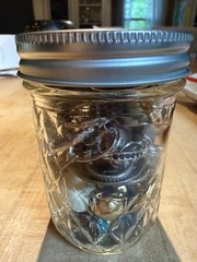 Mystery Lot Jar full of 75 Vintage Single Earrings, Some SIGNED, Great Condition