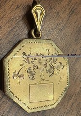Vintage Art Deco Octagon Locket – 1/20 12K Gold Filled – Etched Floral Design DI