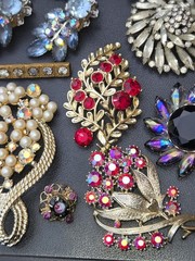 High End All Vintage Rhinestones Crystals Costume Jewelry Lot Signed