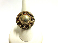 Vintage sterling silver one inch round shape sz 8.25 wgt 10grams concho style