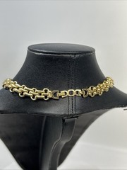 Vtg Christian Dior Gold Plated Fancy Link Chunky Chain Choker 17.75” L x .5″ W