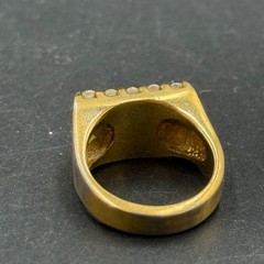 Vintage Channel Set Stone Statement Ring 14k Gold Plated