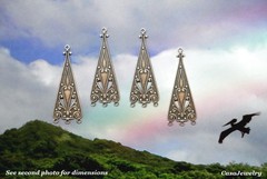 #5042 ANTIQUED .925 STERLING SILVER PLATED DROP W/TOP HANG RING – 4 Pcs