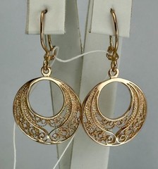 Very Rare USSR Vintage 14K 583 Rose Gold Openwork Dangle Earrings 5,35 g.