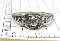 Antique Art Deco 1920’s European Diamond Engagement Rg 18KW Sz 6.25 UK-M EGL USA