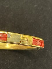 LAPO FLORENCE ITALY Snake Skin Red bracelet gold filled hinge bangle Very Good