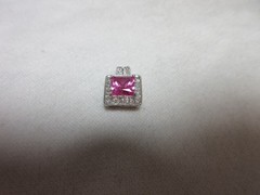 10K GOLD LAB CREATED PINK TOPAZ & NATURAL DIAMOND PENDANT CID CLYDE DUNEIER