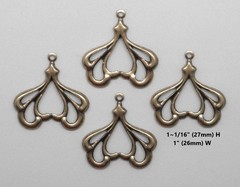 #0509 ANTIQUED GOLD VINTAGE DROP W/TOP HANG RING – 4pcs