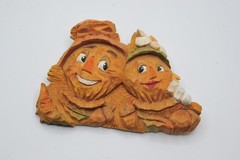 Brooch fall autumn halloween hand made carved love scarecrow unique large ZD7