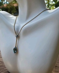Antique Lavalier With Natural Aquamarine Gemstone 15k Yellow Gold