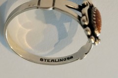 Vintage Sterling Silver Ring sz 10 Wheeler Mfg Southwestern Style Orange Sparkle