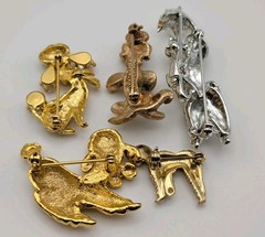 Lot of 5 Poodle Dog Pins Vintage Costume Jewelry AJC Sarahcov
