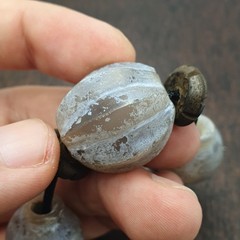 Antique Style Unique carved Gray agate melon shape beads Patina Beads Lot