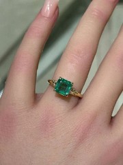 Art Deco 3.20 Ct Natural Emerald Vintage Engagement Ring 14K Yellow Gold Finish