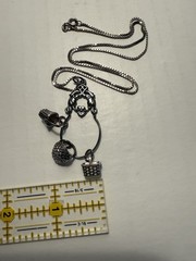 Vintage Sterling Silver Charm Holder with 3 Baskets on Box Chain