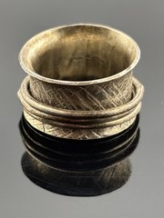 Artisan Textured Band Sterling Silver Spinner Fidget Ring ~Sz 4.75 Concave KVS
