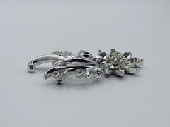 Vintage Corocraft Floral Dangle Brooch Silver Tone Signed