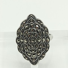 Vintage Uncas Mfg. Co. Sterling Silver 925 Marcasite Ring Sz 7 Art Deco